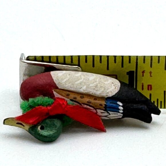 Vintage 1992 Beaks N Bills Hand-Carved & Painted Mallard Duck Pin Brooch - Picture 4 of 9